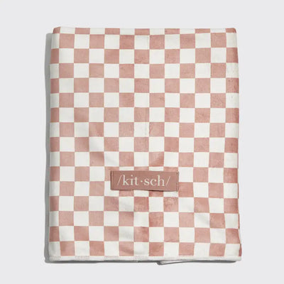 EXTRA LARGE QUICK-DRY HAIR TOWL WRAP - TERRACOTTA CHECKER