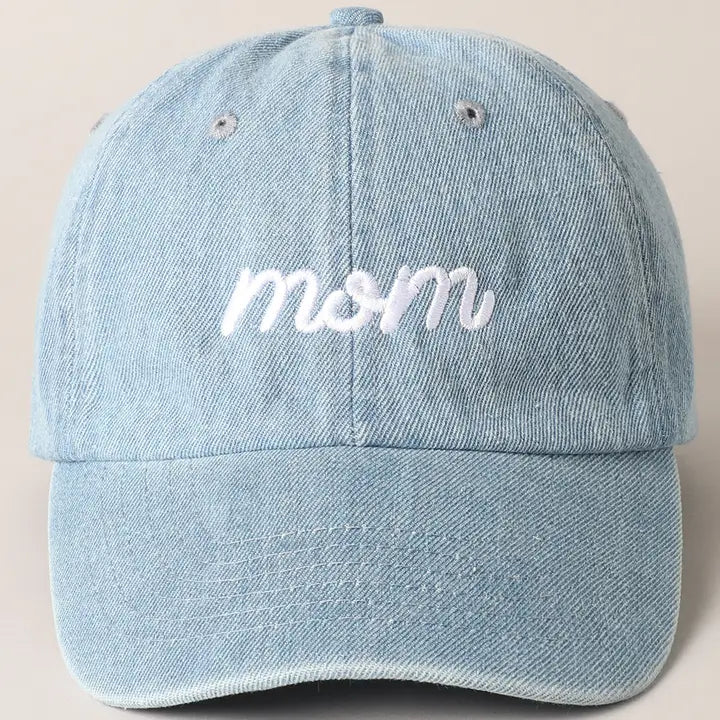 Mom Embroidery Cap - Light Denim