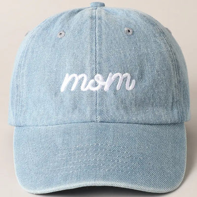 Mom Embroidery Cap - Light Denim