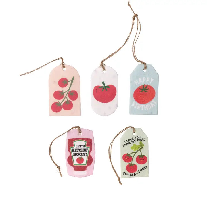 Plantable Seed Gift Tags - Vintage Seed Design, 5 Gift Tags, Tomatoes