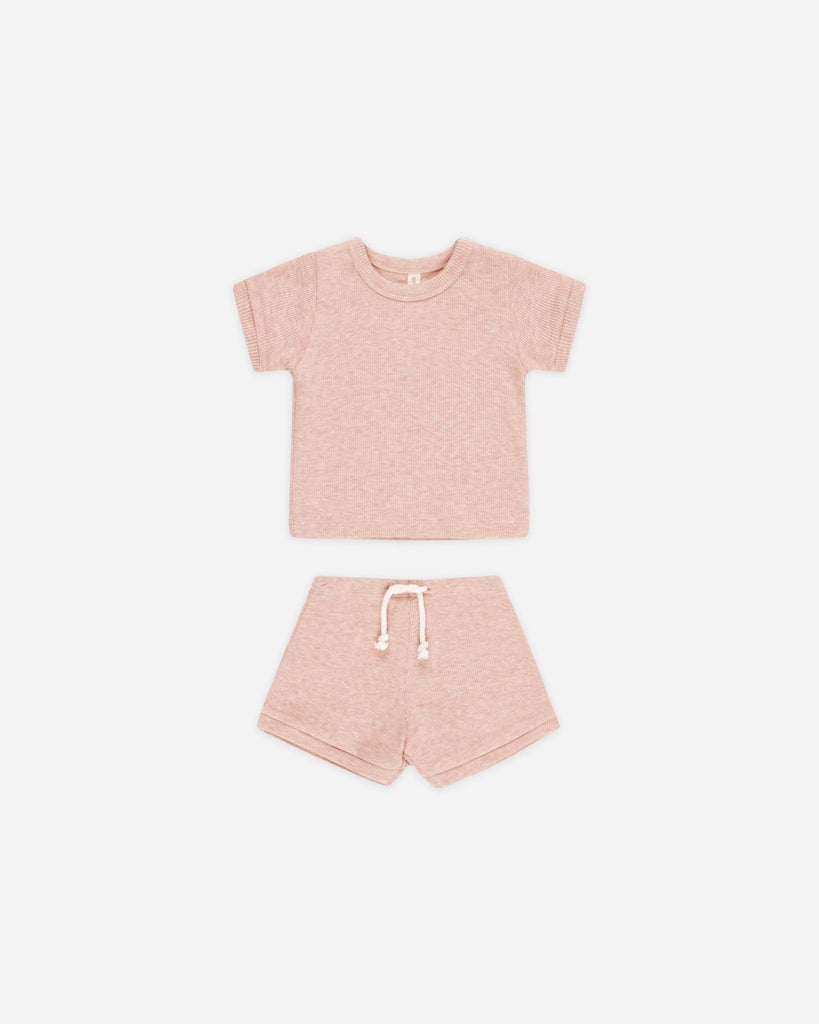 Ribbed Shortie Set Rose