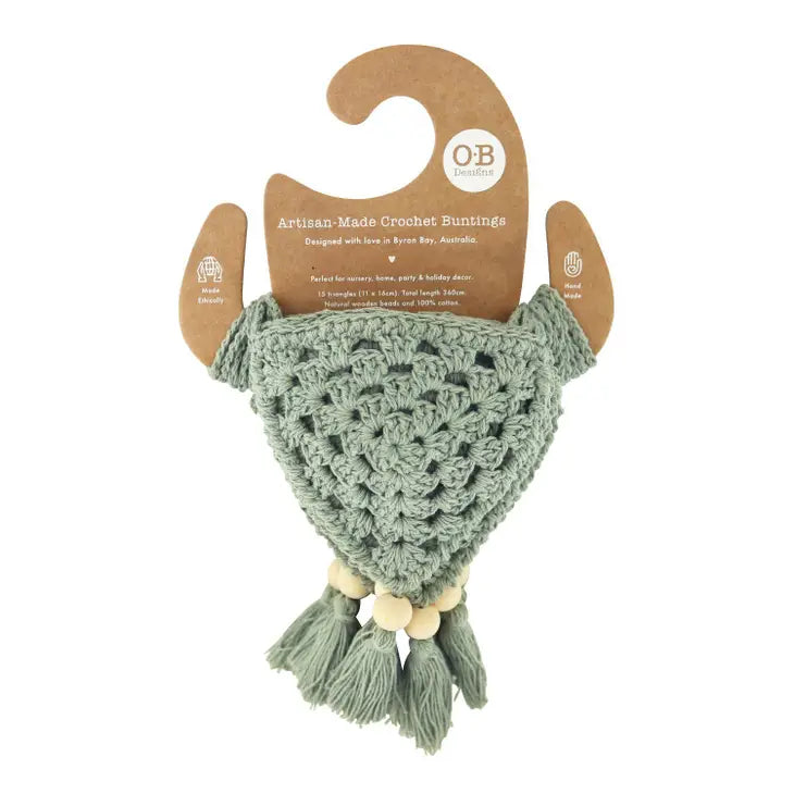 SAGE CROCHET BUNTING FLAG