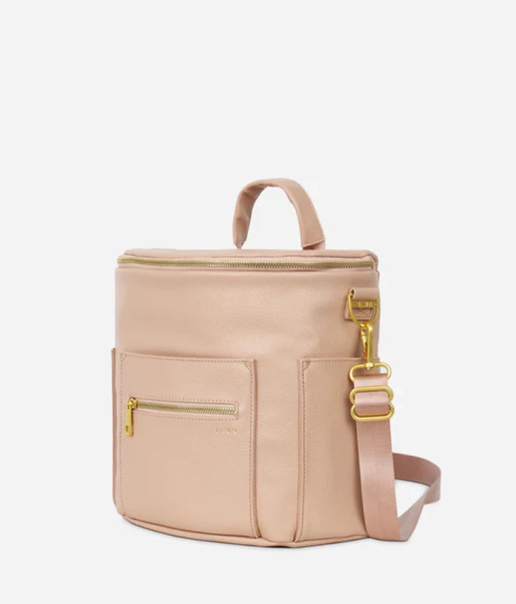 The Mini - Faux Leather Diaper Bag Travel Backpack Crossbody in Pink