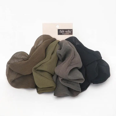 CREPE SCRUNCHIES 5PC - MOSS