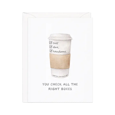 Tall, Dark, and Handsome — Coffee Pun Love Card