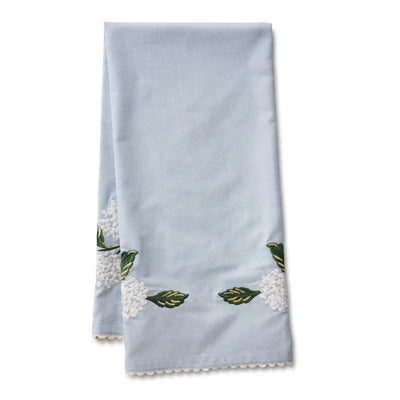 Hydrangea Embroidered Tea Towel