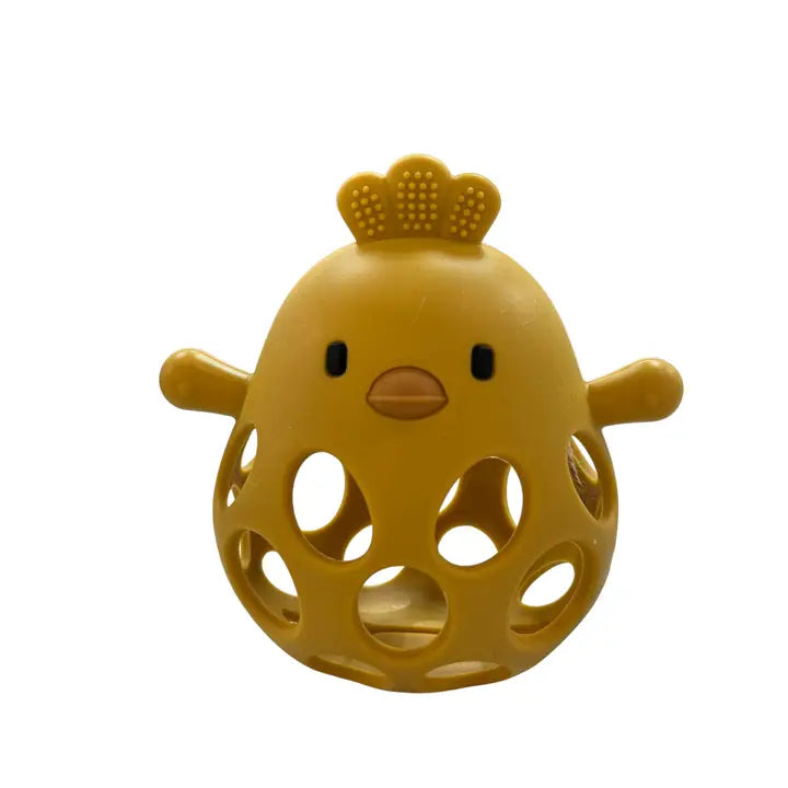 Silicone 3D Chicken Teether in Mustard