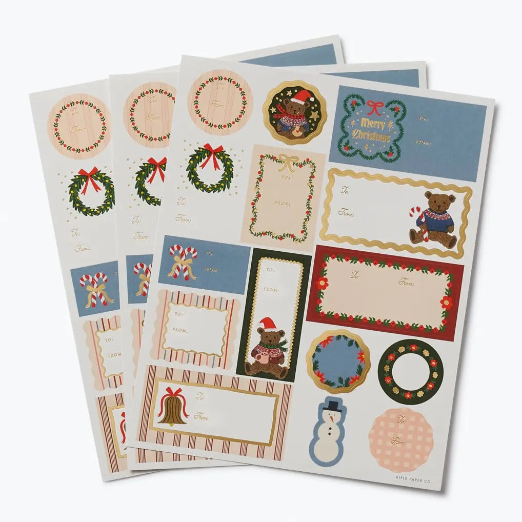 Pack of 3 Beary Christmas Stickers & Labels Set