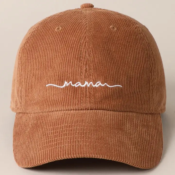 Mama Embroidered Corduroy Baseball Cap