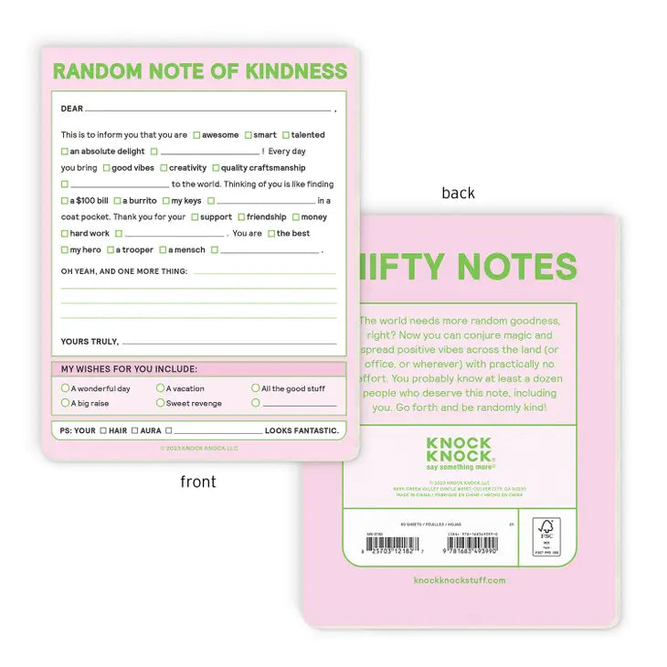 RANDOM NOTE OF KINDNESS NIFTY NOTE PAD (PASTEL)