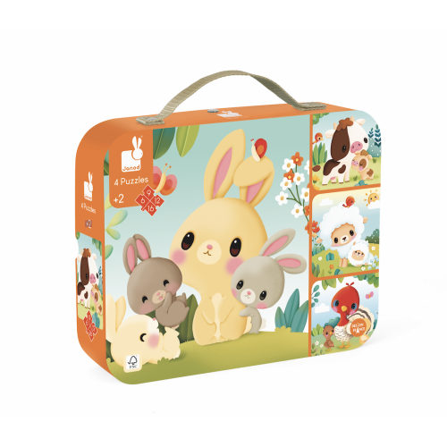 4 PROGRESSIVE ANIMAL SUITCASE PUZZLES