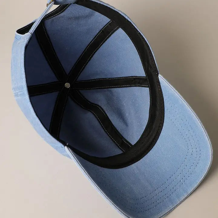 Mama Embroidery Baseball Cap - Washed Denim