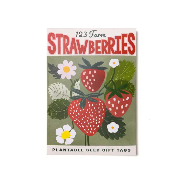 Plantable Seed Gift Tags - Vintage Seed Design, 5 Gift Tags, Strawberries