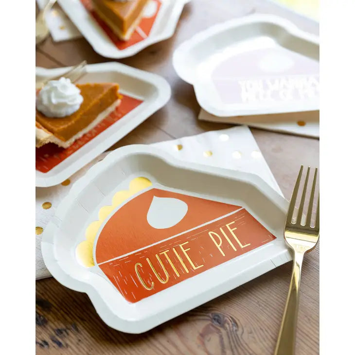 HARVEST/THANKSGIVING PIE SHAPED 7" PLATE SET 8CT