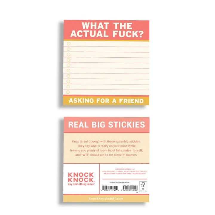 ACTUAL FUCK LARGE STICKY NOTES (4 X 4-INCHES)