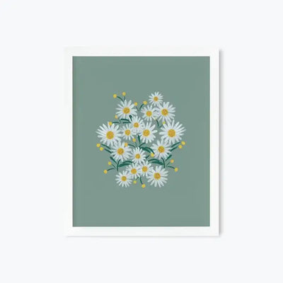 DAISIES SAGE ART PRINT - 8X10