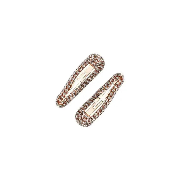 Mini Rhinestone Snap Clips - Rose Gold