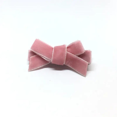 ROSE PINK VELVET MINI HAIR BOW