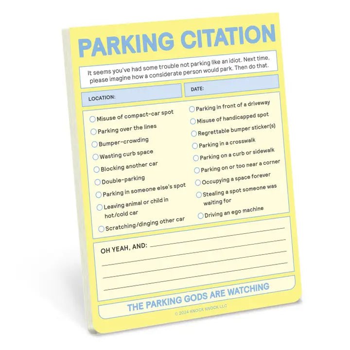 PARKING CITATION NIFTY NOTE PAD (PASTEL VERSION)