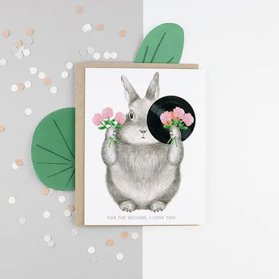 FOR THE RECORD BUNNY - GREETING CARD