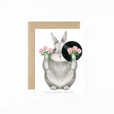 FOR THE RECORD BUNNY - GREETING CARD