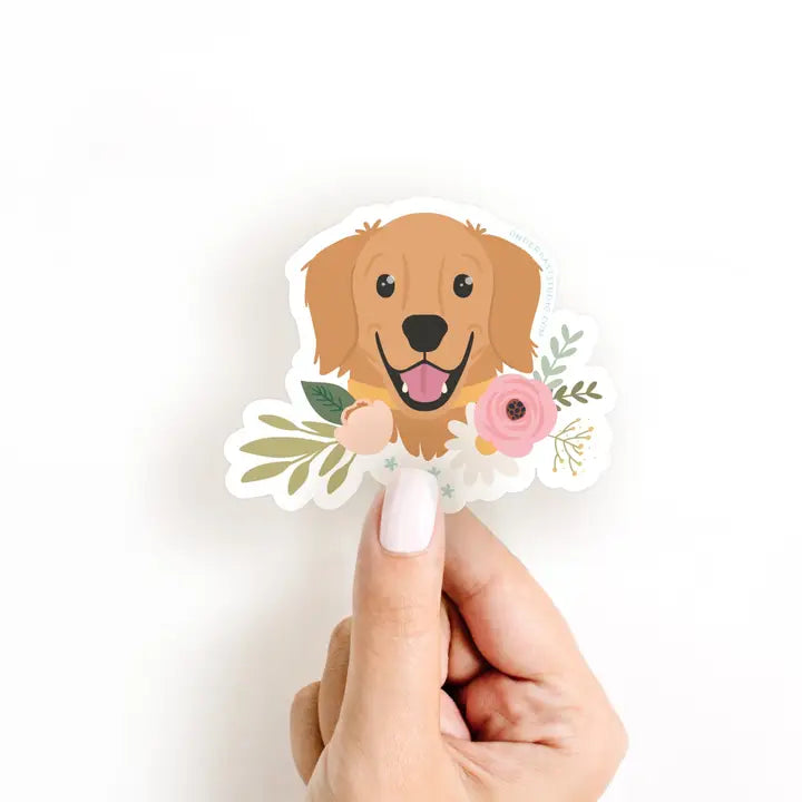 Golden Retriever Floral Sticker