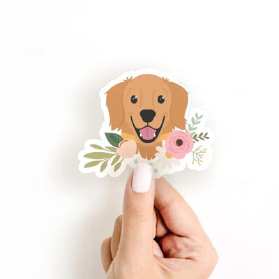 Golden Retriever Floral Sticker