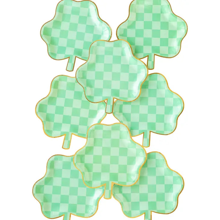 CHECKERED SHAMROCK PAPER PLATE
