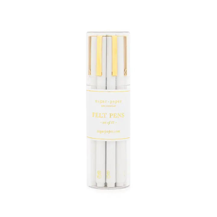 Bulk Felt Pen Set, White, Set of 12