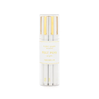 Bulk Felt Pen Set, White, Set of 12