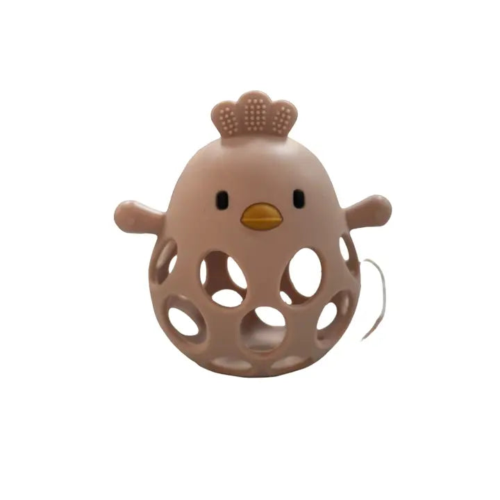 Silicone 3D Chicken Teether in Misty Rose