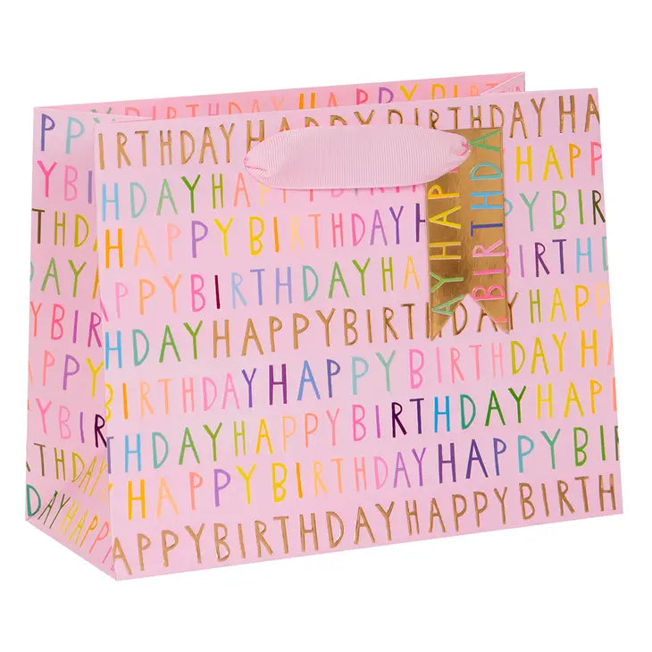 MEDIUM HAPPY BDAY PINK GIFT BAG