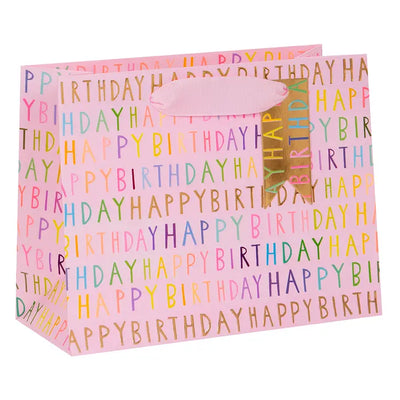 MEDIUM HAPPY BDAY PINK GIFT BAG