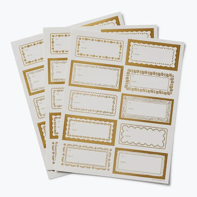 Pack of 3 Gold Floral Stickers & Labels Set