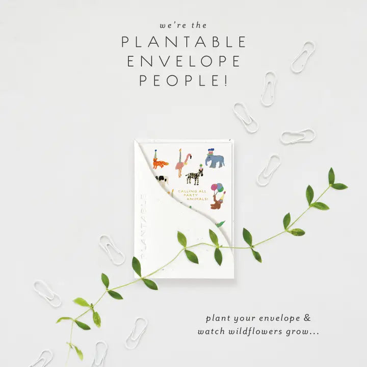 Plantable Card - Animal Party Sprout - Birthday Mini Greeting Card