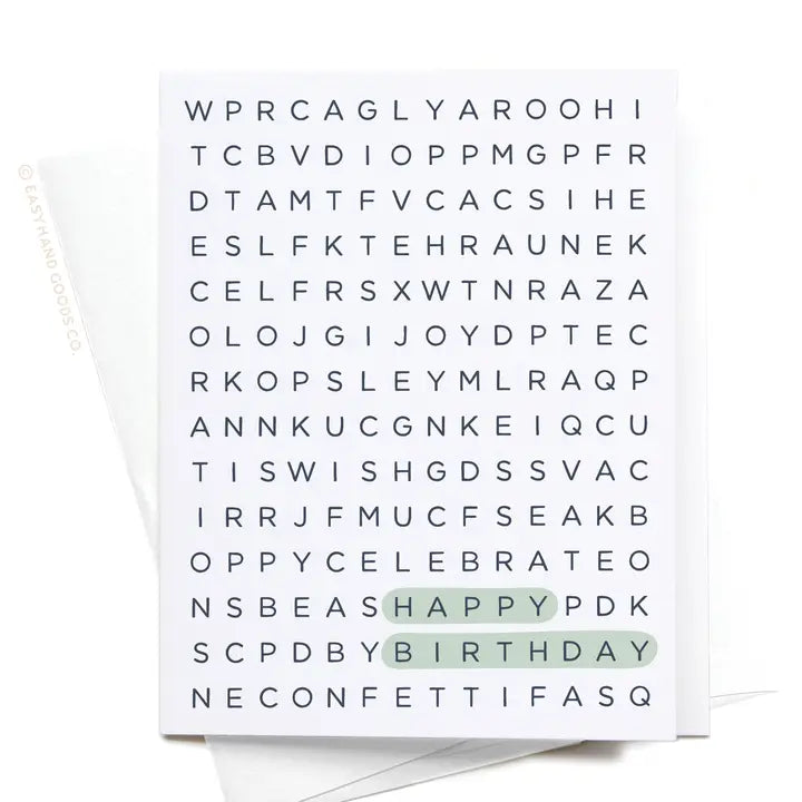 Happy Birthday Word Search Greeting Card