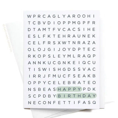 Happy Birthday Word Search Greeting Card