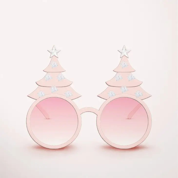 CHRISTMAS TREE HOLIDAY GLASSES - PASTEL PINK