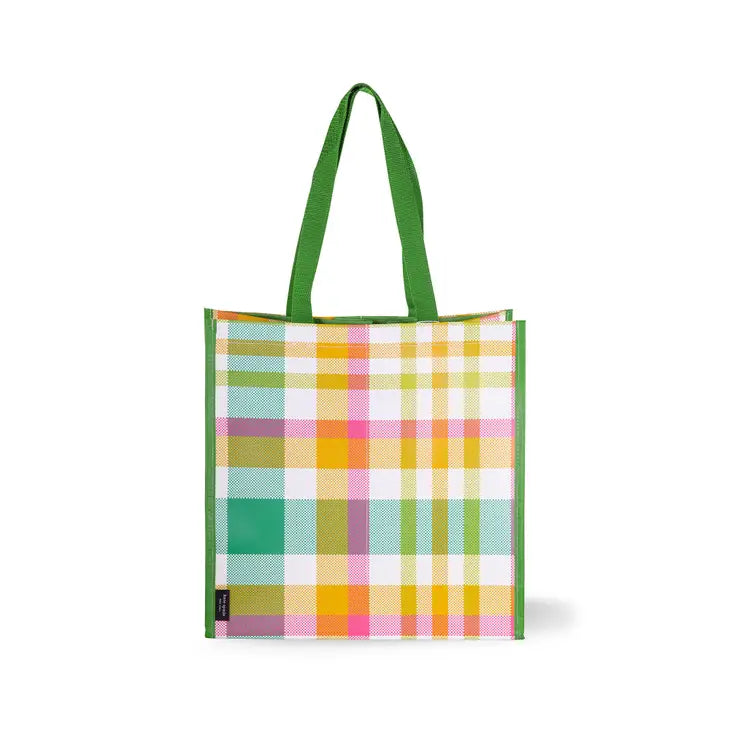 GROCERY TOTE, GARDEN PLAID