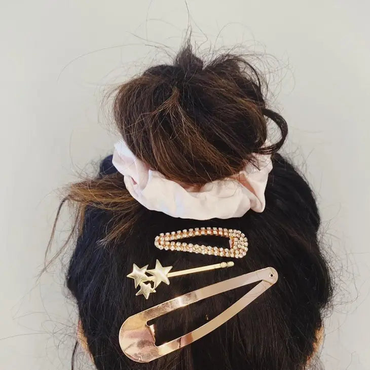 Mini Rhinestone Snap Clips - Rose Gold