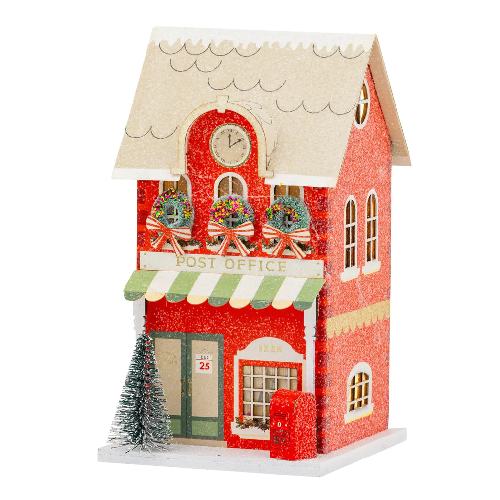 Red Post Office Light Up Christmas Village House