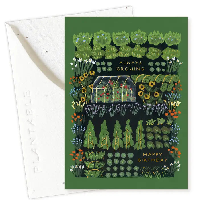 Plantable Card - Garden Greenhouse Sprout - Birthday Mini Greeting Card