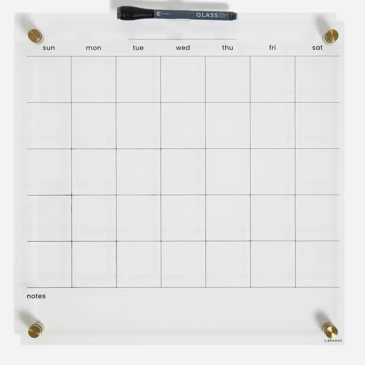 ACRYLIC MONTHLY DRY ERASE CALENDAR - 16"X16"
