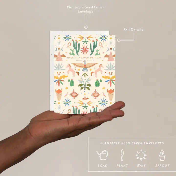 Plantable Card - Western Toile - Birthday Card