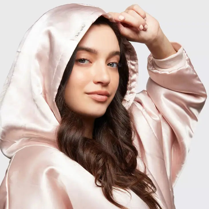 GLAZEY SATIN HOODIE - BLUSH