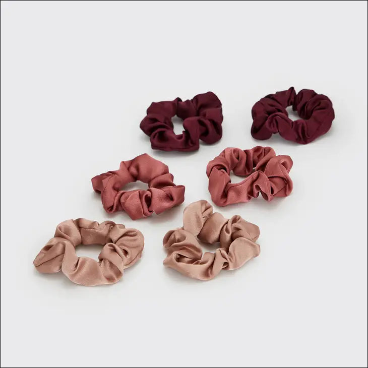 Holiday Satin Scrunchies 6pc - Mulberry Spice