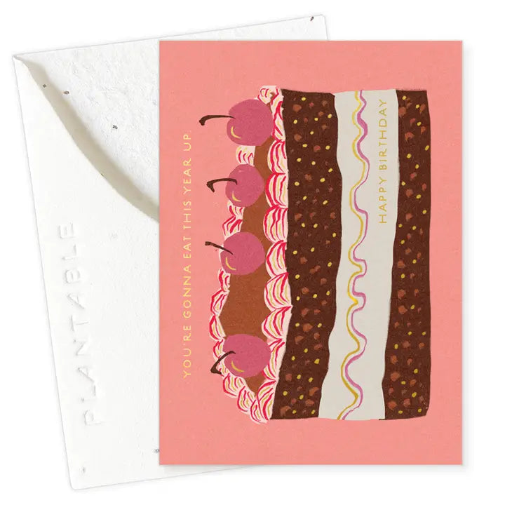 Plantable Card - Slice of Cake Sprout - Birthday Mini Greet 2.5 X 3.5