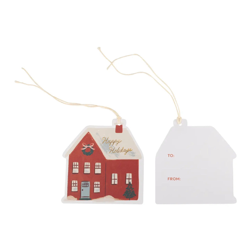 Red House Shaped Christmas Gift Tags