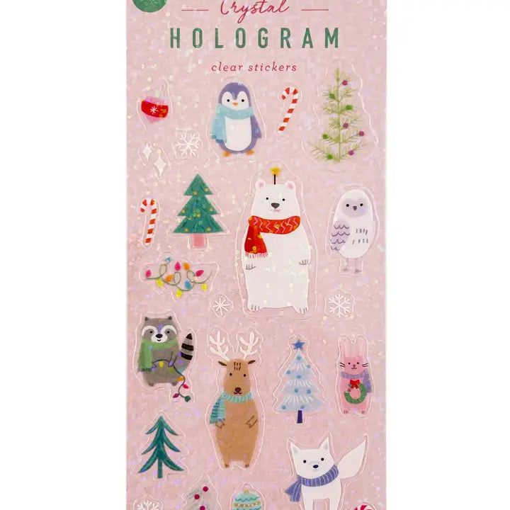 HOLIDAY ANIMALS CRYSTAL HOLOGRAM CLEAR STICKERS