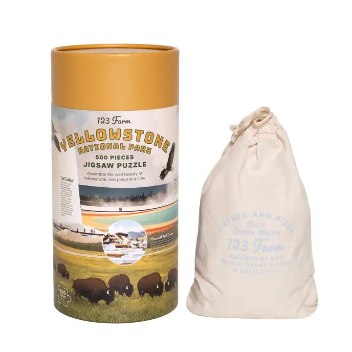 Yellowstone Puzzle – 500 Pc Tube with Vintage Illustrations